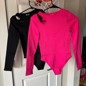 OQQ Women’s 2 pieces Crew Neck Long Sleeve Sexy Bodysuits Size S